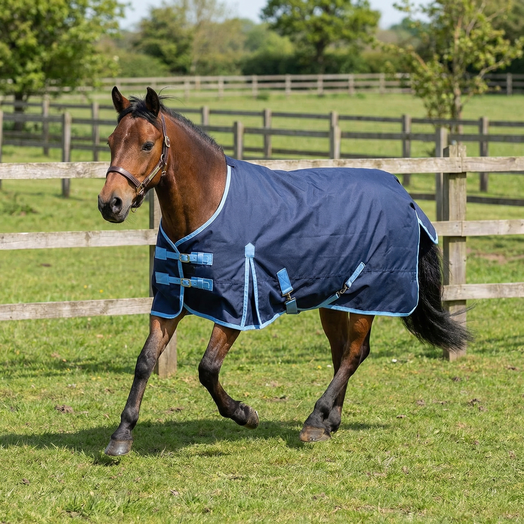 3'3 Small Pony Lightweight Rainsheet 600D Turnout Rug 0g Fill - Navy Clearance