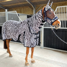 Load image into Gallery viewer, Zebra Print Fly Rug for Horse / Pony / Shetland - Lightweight Full Neck Combo
