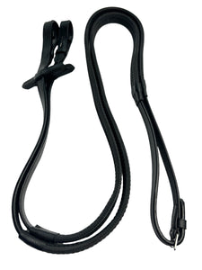 Leather Rubber Reins Pimple Grip Flexible, Pony Cob and Full - Black