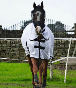 Cool White Fly Rug for Horse / Pony / Shetland - Lightweight Full Neck Combo